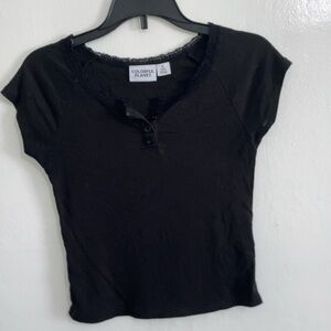 Cute lace trimmed crop top girls M (10)